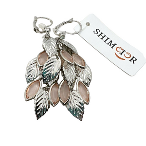 New shimeier peach and silver petal dangle earrings